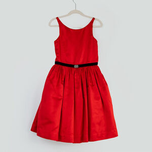 Polo Ralph Lauren Girls Red 100% Silk Holiday Party Dress Full Skirt - Size 7
